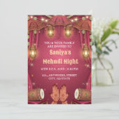 Elegant Mehndi Night Ceremony Invitation Kaart (Staand voorkant)