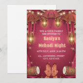 Elegant Mehndi Night Ceremony Invitation Kaart (Voorkant / Achterkant)
