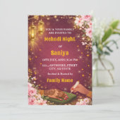 Elegant Mehndi Night Ceremony Invitation Kaart (Staand voorkant)