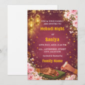 Elegant Mehndi Night Ceremony Invitation Kaart (Voorkant / Achterkant)