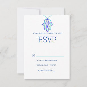 Elegant Mehndi ontwerp bruiloft RSVP kaart-navy
