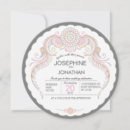 Elegant Mehndi ontwerp bruiloft uitnodiging