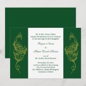 Elegant Mehndi Peacock Wedding Invite Green White Kaart (Voorkant / Achterkant)