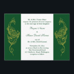 Elegant Mehndi Peacock Wedding Invite Green White Kaart<br><div class="desc">Deze elegante hengna geïnspireerde trouwuitnodiging is voorzien van handgeschetste gouden pauzes op een donkere groene en witte achtergrond, waardoor dit middelmatige ontwerp perfect is voor de moderne of traditionele Indische bruiloft. De coördinerende Elegant Mehndi Peacock RSVP - Green White is beschikbaar; maar als extra coördinerende punten nodig zijn, contacteer ons...</div>