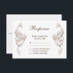 Elegant Mehndi Peacock Wedding RSVP Kaartje<br><div class="desc">Deze elegante, geïnspireerde bruiloft RSVP is geaccentueerd met met de hand geschetste, henna gekleurde pauzes op een witte achtergrond, waardoor dit middelmatige ontwerp perfect is voor het moderne of traditionele Indische huwelijk. De coördinerende Uitnodiging van het huwelijk van Elegant Mehndi Peacock is beschikbaar; nochtans als de extra punten nodig zijn,...</div>
