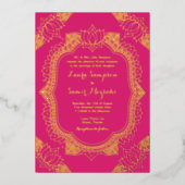 Elegant Mehndi Real Gold Folie Uitnodiging (Voorkant)