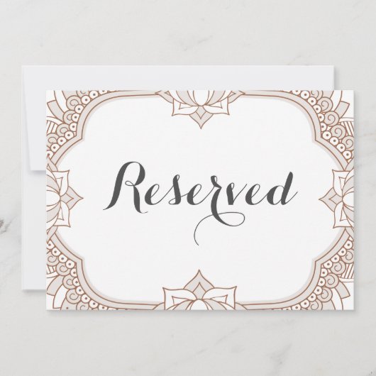 Elegant Mehndi Reserved Sign (Voorkant)