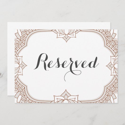 Elegant Mehndi Reserved Sign (Voorkant / Achterkant)