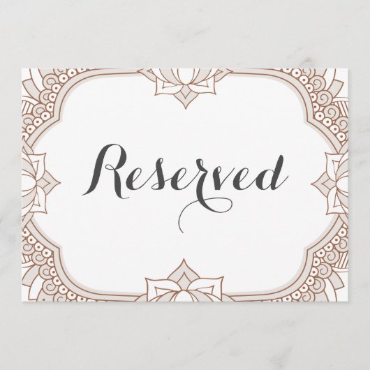 Elegant Mehndi Reserved Sign (Voorkant)