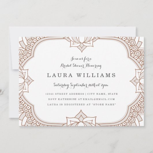 Elegant Mehndi Vrijgezellenfeest Kaart (Voorkant)