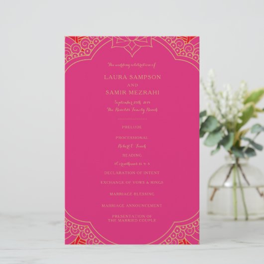 Elegant Mehndi Wedding Programs (Staand voorkant)