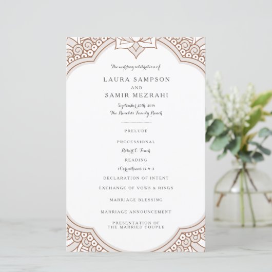 Elegant Mehndi Wedding Programs (Staand voorkant)