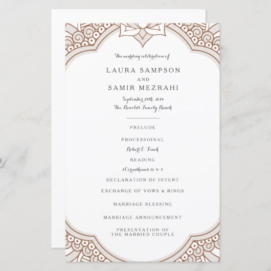 Elegant Mehndi Wedding Programs (Voorkant / Achterkant)