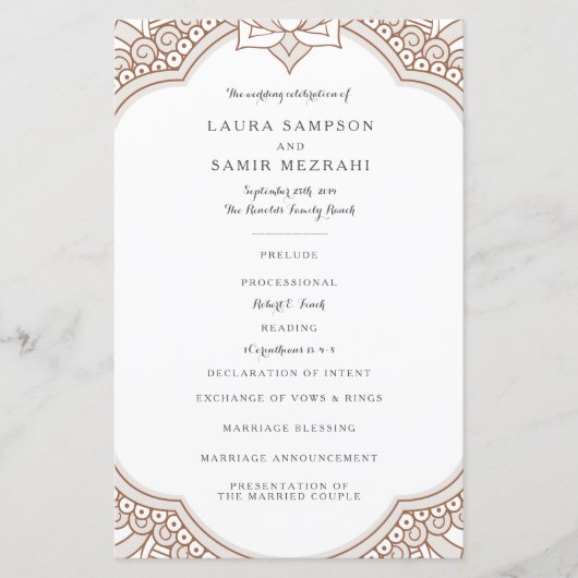 Elegant Mehndi Wedding Programs (Voorkant)