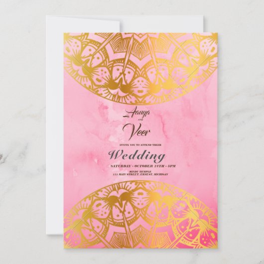 Elegant Mehndi Wedding Uitnodiging (Voorkant)