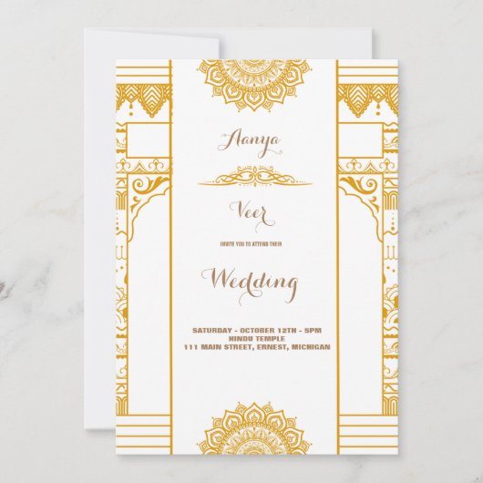 Elegant Mehndi Wedding Uitnodiging (Voorkant)