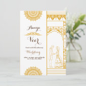 Elegant Mehndi Wedding Uitnodiging (Staand voorkant)