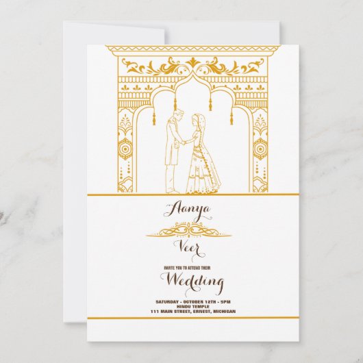 Elegant Mehndi Wedding Uitnodiging (Voorkant)