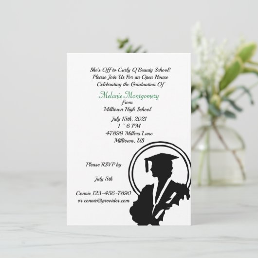 Elegant Meisje Afstuderen Silhouette Afstuderen Kaart (Staand voorkant)