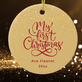 Elegant Meisje Baby's Eerste Kerst Custom Name Keramisch Ornament