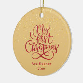 Elegant Meisje Baby's Eerste Kerst Custom Name Keramisch Ornament (Links)