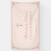 Elegant Meisje Bevestiging Roze Rose Goud Kruis Spandoek (Verticaal)