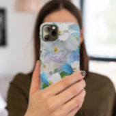 Elegant Meisje Bloemen Blauw Aangepast Gepersonali Case-Mate iPhone Case