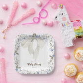 Elegant Meisje Coquette Bow Baby shower Papieren Bordje (Feest)