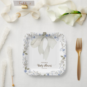 Elegant Meisje Coquette Bow Baby shower Papieren Bordje