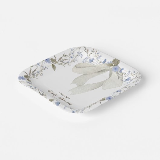 Elegant Meisje Coquette Bow Baby shower Papieren Bordje (Gebogen)