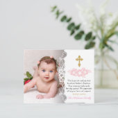 Elegant meisje doop dank u briefkaart (Staand voorkant)