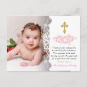 Elegant meisje doop dank u briefkaart (Voorkant)