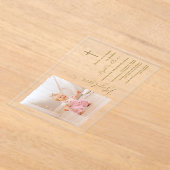 Elegant Meisje Foto Gouden Kalligrafie Doop Acryl Uitnodigingen (Laagn)