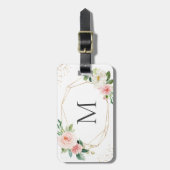 Elegant Meisje Geometrisch Blush Roze Bloemen Mono Bagagelabel (Voorkant verticaal)