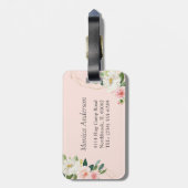 Elegant Meisje Geometrisch Blush Roze Bloemen Mono Bagagelabel (Achterkant verticaal)