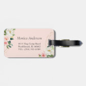 Elegant Meisje Geometrisch Blush Roze Bloemen Mono Bagagelabel (Achterkant horizontaal)