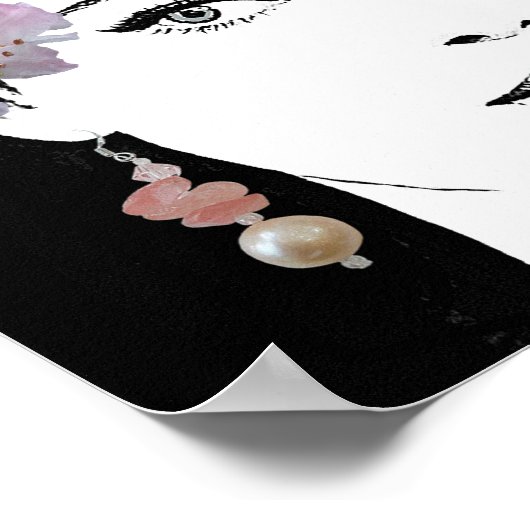 Elegant meisje gezicht digitale illustratie beelde poster (Hoek)