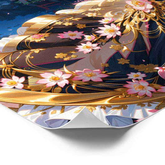Elegant meisje in traditionele kledij met Sakura B Poster (Hoek)