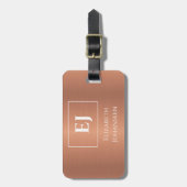 Elegant Meisje Koper Folie Metaal Monogrammed Bagagelabel (Voorkant verticaal)