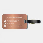 Elegant Meisje Koper Folie Metaal Monogrammed Bagagelabel (Achterkant horizontaal)