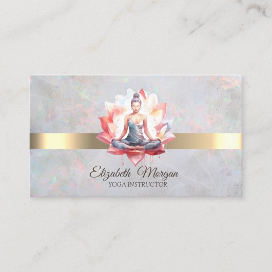 Elegant Meisje Lotus Opal Yoga Instructeur Visitekaartje (Voorkant)
