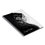 Elegant meisje met bloem in haar moderne kunst notitieboek (Rechterzijde)