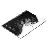 Elegant meisje met bloem in haar moderne kunst notitieboek (Linkerzijde)