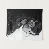 Elegant meisje met bloem in het haar moderne fijne wandkleed (Voorkant (horizontaal))