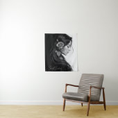 Elegant meisje met bloem in het haar moderne fijne wandkleed (In situ)