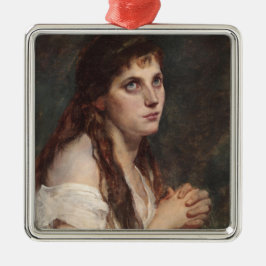 Elegant meisje met gevouwen handen (Vintage kunst) Metalen Ornament