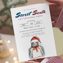 Elegant meisje met hoofddoek Secret Santa Party Kaart