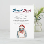 Elegant meisje met hoofddoek Secret Santa Party Kaart (Staand voorkant)