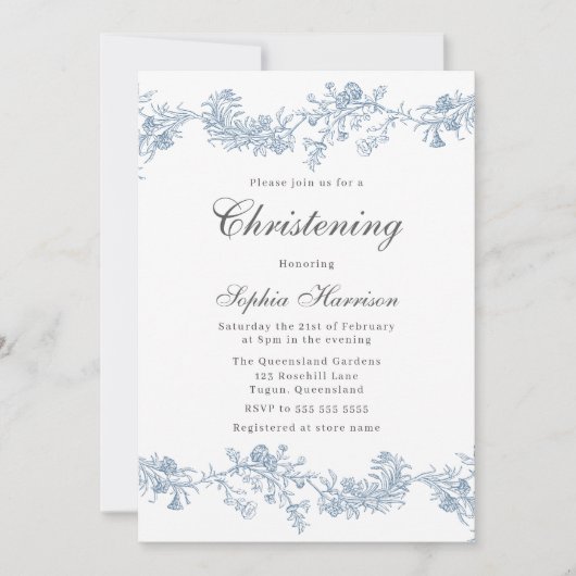 Elegant Meisje of Jongen Doop Doop Kaart (Voorkant)