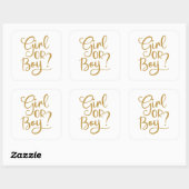 Elegant Meisje of Jongen Gouden Glitter Geslacht O Vierkante Sticker (Vel)